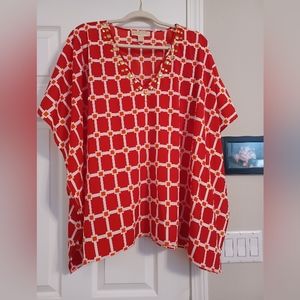 Michael Kors Patterned Red Cape/Cover up